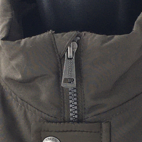 Cole Haan Mens Field Jacket Olive Green Quilted Sherpa Lined Zip Snap Front Sz S - Picture 6 of 15